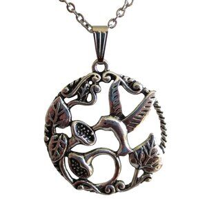 New Hummingbird and Floral Pendant Necklace - Nature Bird Jewelry - Gift Boxed